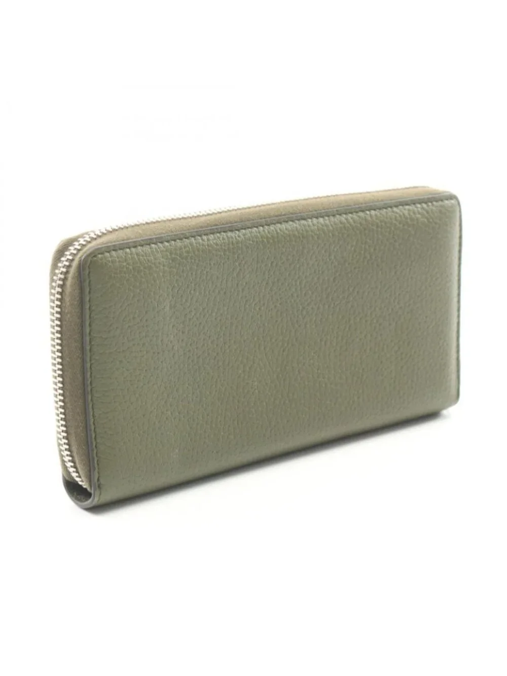 Gucci Round Length Wallet Logo Khaki Leather